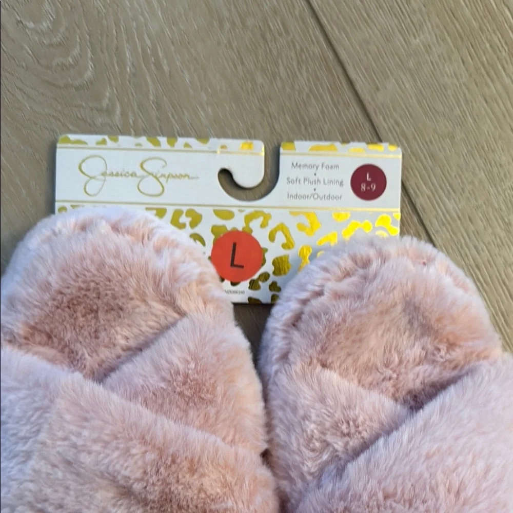 Jessica Simpson Pink Fuzzy Slippers - Picture 2 of 3
